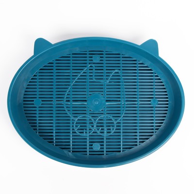 Туалет для кошек «Киса», 37×27×4 см, с сеткой, пластик, синий