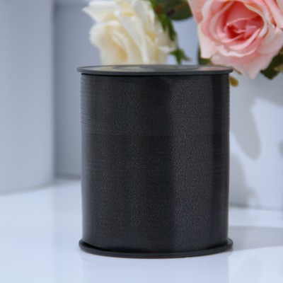 Лента для декора и подарков, чёрный, 0.5 см × 500 м