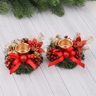 подсвечник на две свечи шишки пуансетия (набор 2шт) 12*24 см - Фото 1