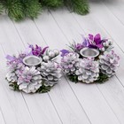подсвечник шишка со свечой фиолет (набор 2 шт) 10*26 см - Фото 3