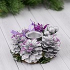 подсвечник шишка со свечой фиолет (набор 2 шт) 10*26 см - Фото 4