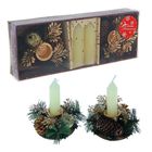 подсвечник шишка со свечой золото (набор 2шт) 10*26 см - Фото 1