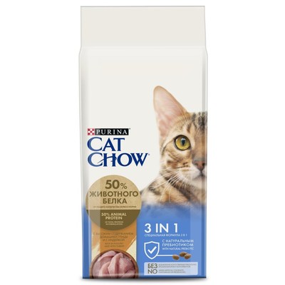 Сухой корм CAT CHOW FELINE 3в1 для кошек,  птица/индейка, 15 кг