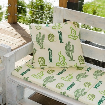 Декоративная подушка уличная «Этель» Кактусы, 45×45 см, репс с пропиткой ВМГО, 100% хлопок