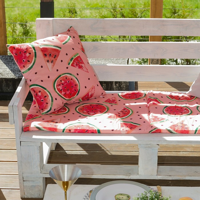 Декоративная подушка уличная «Этель» Арбузы, 45×45 см, репс с пропиткой ВМГО, 100% хлопок