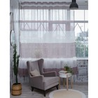 Штора портьерная «Этель» 135×260 см, Меланж бордо, б/утяжелителя, 15% лён, 80% хл. - Фото 1
