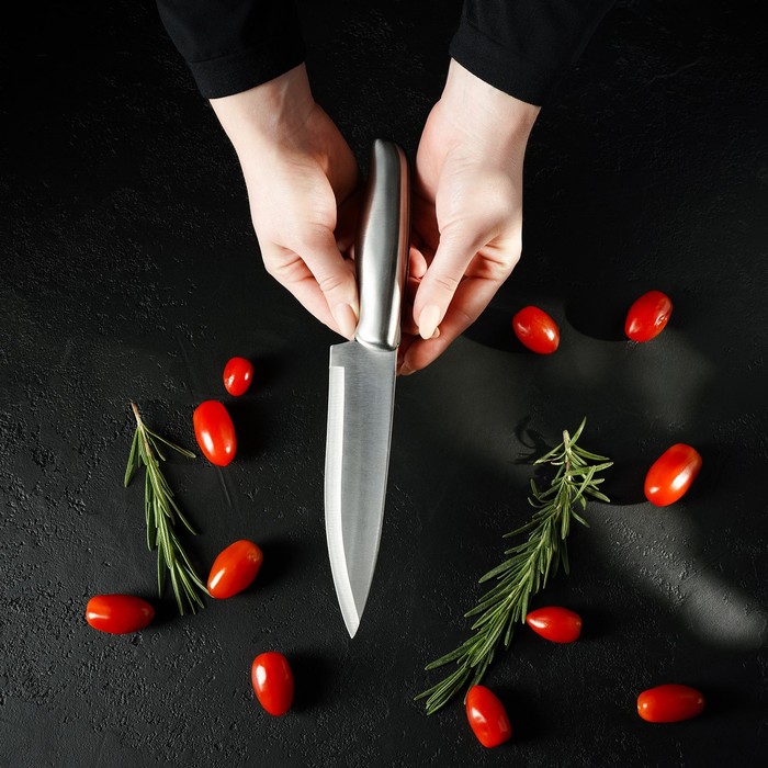 Нож кухонный «Металлик», лезвие 15 см, цвет серебристый - фото 1908455504