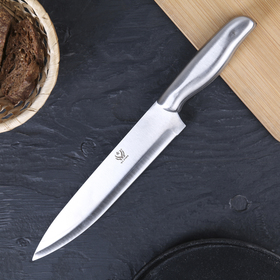 Нож кухонный «Металлик», лезвие 20,5 см, цвет серебристый