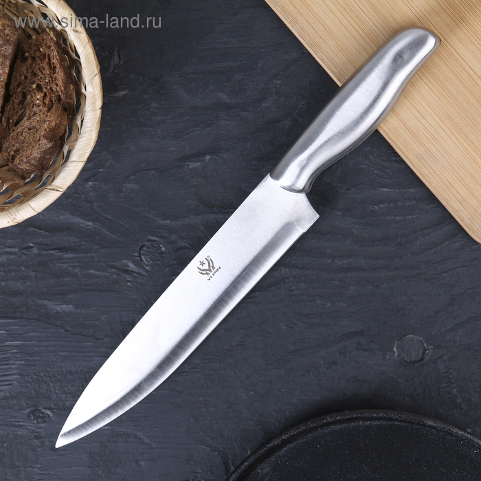 Нож кухонный «Металлик», лезвие 20,5 см, цвет серебристый - Фото 1