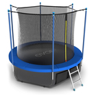 Батут EVO JUMP Internal 6 ft, d=183 см, с внутренней защитной сеткой и лестницей + нижняя сеть, синий - Фото 5