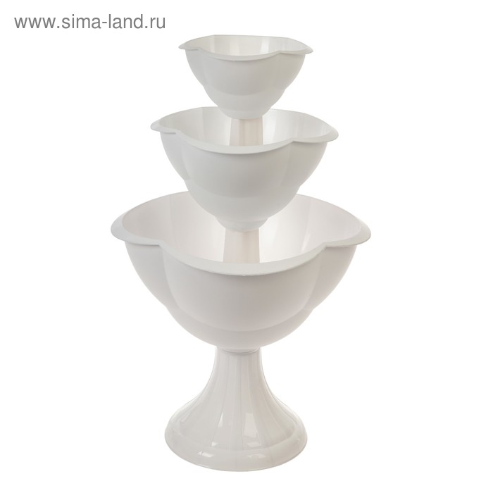 Клумба пластиковая, 3 яруса, d=27–40–55 см, высота бортика 90 см, белая, «Водопад» - Фото 1