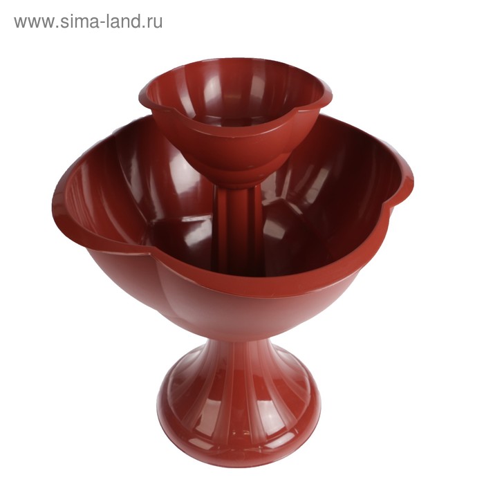 Клумба «Водопад», 2 яруса, 33.5 л, d=27-55 см, бортик h=60 см, пластиковая, коричневая - Фото 1
