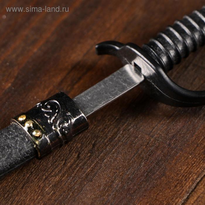 Сувенирное оружие «Катана на подставке», чёрные ножны с бело-золотым узором, 21см - Фото 1