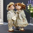 Кукла коллекционная парочка поцелуй набор 2 шт "Валя и Толя в светло-зелёных нарядах" 30см - Фото 1