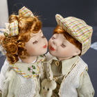 Кукла коллекционная парочка поцелуй набор 2 шт "Валя и Толя в светло-зелёных нарядах" 30см - Фото 5