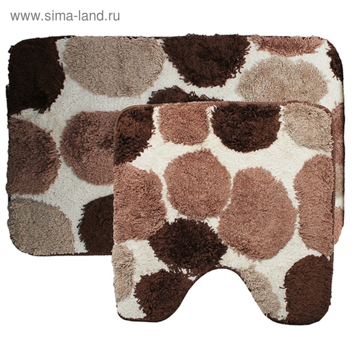 Комплект ковриков в ванную комнату «Лора», 50 х 80 см/55 х 55 см, цвет коричневый - Фото 1