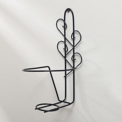 Подвес для кашпо настенный «Узор», d=16 см, чёрный