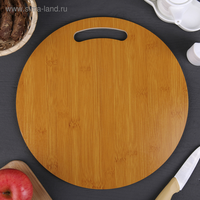 Доска для подачи Доляна «Цинза», d=32 см, толщина 0.8 см, бамбук - Фото 1