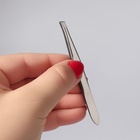 Пинцет для бровей и ресниц, со скошенным краем, узкий, 9 см - Фото 5