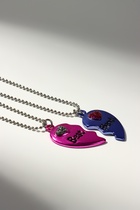 Кулоны парные на цепочке «Яркие сердечки», 45 см, синие, розовые в серебре - Фото 3