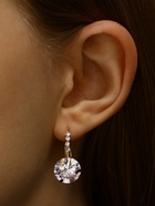 Серьги со стразами «Циркония» мини, круг, белые в золоте - Фото 2