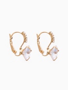 Серьги со стразами «Циркония» мини, круг, белые в золоте - Фото 4