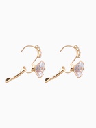 Серьги со стразами «Циркония» мини, круг, белые в золоте - Фото 4