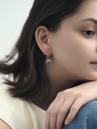 Серьги со стразами «Циркония» мини, круг, белые в золоте - Фото 2