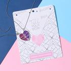 Кулоны «Неразлучники» яркие сердечки, цвет розово-фиолетовый в серебре, 45 см - фото 8808681