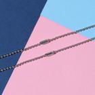 Кулоны «Неразлучники» яркие сердечки, цвет розово-фиолетовый в серебре, 45 см - Фото 3