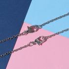 Кулоны "Неразлучники" медальоны, цвет сине-розовый в серебре, 45см - Фото 3
