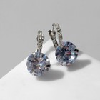 Серьги со стразами «Циркония» мини, круг, белые в серебре - Фото 4