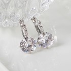 Серьги со стразами «Циркония» мини, круг, белые в серебре - Фото 2