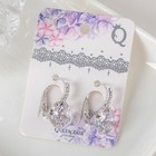 Серьги со стразами «Циркония» мини, круг, белые в серебре - Фото 3