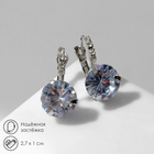 Серьги со стразами «Циркония» мини, круг, белые в серебре - Фото 1