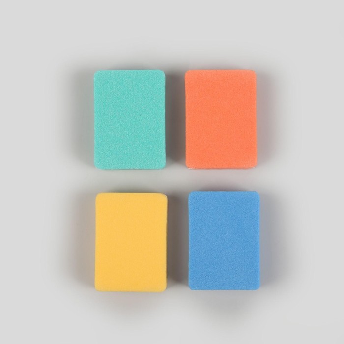 Бафы наждачные для ногтей, двусторонние, 4 шт, 3,5 × 2,5 × 1 см, разноцветные - фото 1876018153