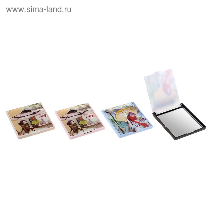 Зеркало складное, квадратное, одностороннее, без увеличения, цвета МИКС - Фото 1