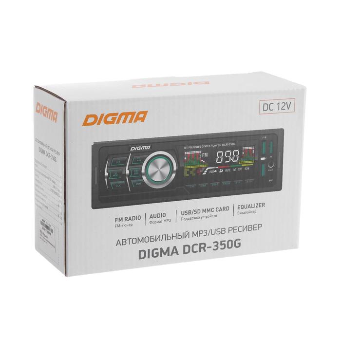 Автомагнитола Digma DCR-350G, 1DIN, 4 х 45 Вт, Bluetooth, USBx2, AUX, SD - фото 51318280