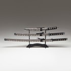 Макет оружия «Сувенирные катаны на подставке 3в1. Серый леопард», подарочный набор, ножны кожзам, 47 см; 70 см; 89 см - Фото 2