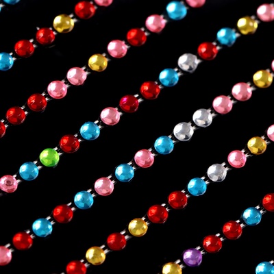 Стразы для декора, на клеевой основе, 7.5×16 см, d=2 мм, разноцветные