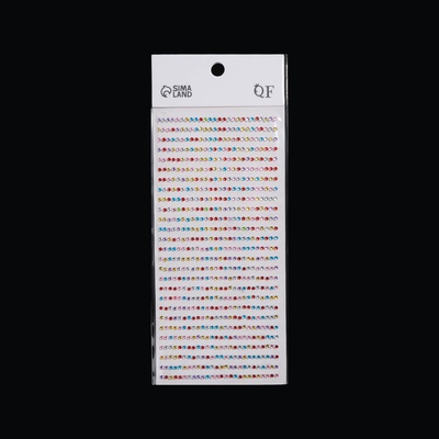 Стразы для декора, на клеевой основе, 7.5×16 см, d=2 мм, разноцветные