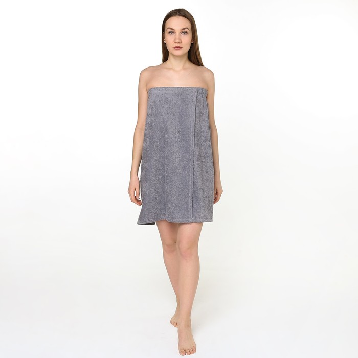 Полотенце - парео для сауны «Экономь и Я», 68×150 см, серое - Фото 1