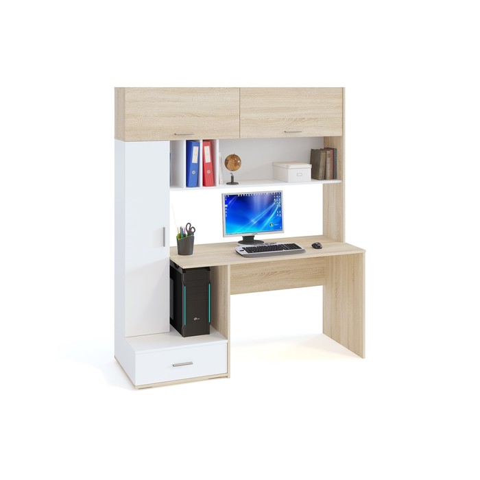 Компьютерный стол, 1600 × 600 × 1850 мм, цвет дуб сонома / белый