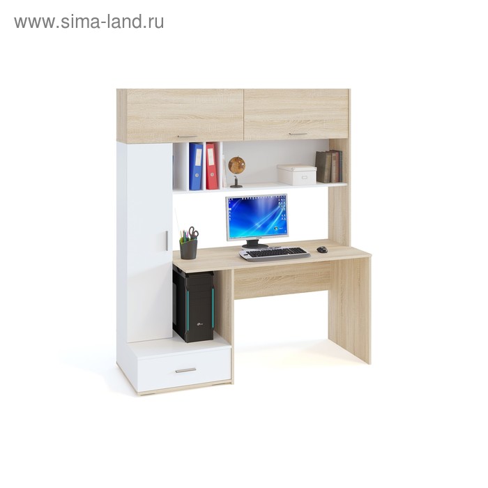 Компьютерный стол, 1600 × 600 × 1850 мм, цвет дуб сонома / белый - Фото 1