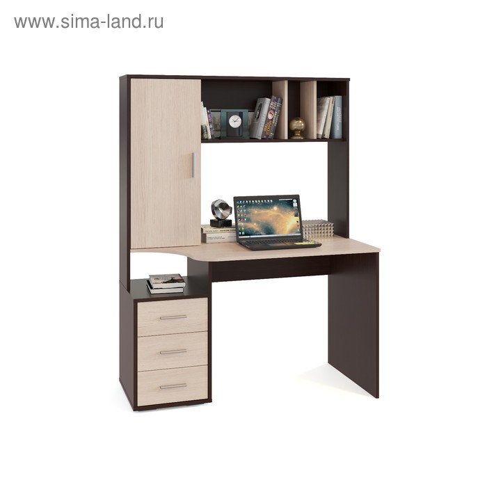 Компьютерный стол, 1200 × 600 × 1600 мм, цвет венге / белёный дуб - Фото 1