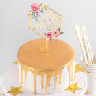 Топпер для торта «Молодожёны», 15×9.5 см, цвет золотистый - Фото 1