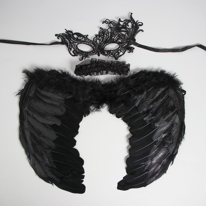 Карнавальный набор «Ангельски прекрасна», крылья, маска, повязка - фото 1905549493
