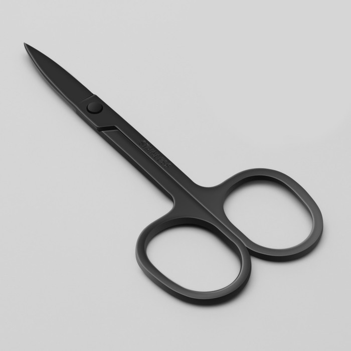 Ножницы маникюрные, широкие, загнутые, 9 см, цвет чёрный - фото 298169333