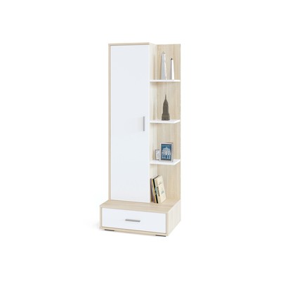 Стеллаж напольный «СОКОЛ. СТ-9», с полками, 600×450×1600 мм, цвет дуб сонома/белый