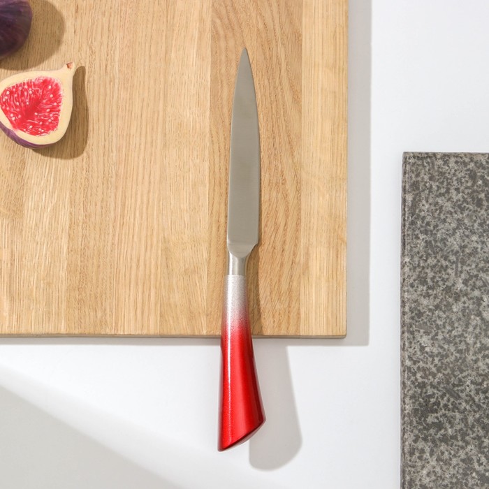 Нож кухонный Доляна «Спектр», лезвие 12 см, цельнометаллический, цвет МИКС - фото 1908456659